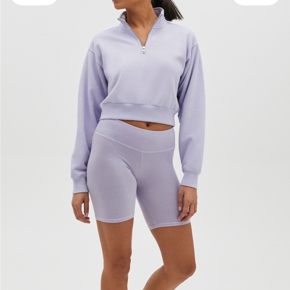 TNA Cozy Fleece Cropped 1/4 Zip Sweatshirt - Picture 9 of 12